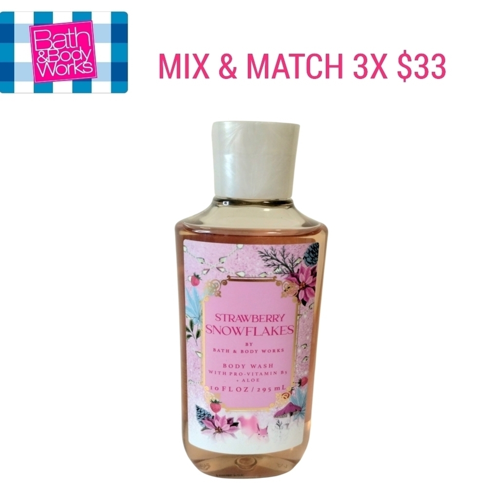 STRAWBERRY SNOWFLAKES Bath and Body Works Body Wash‎ SALE 3x $33